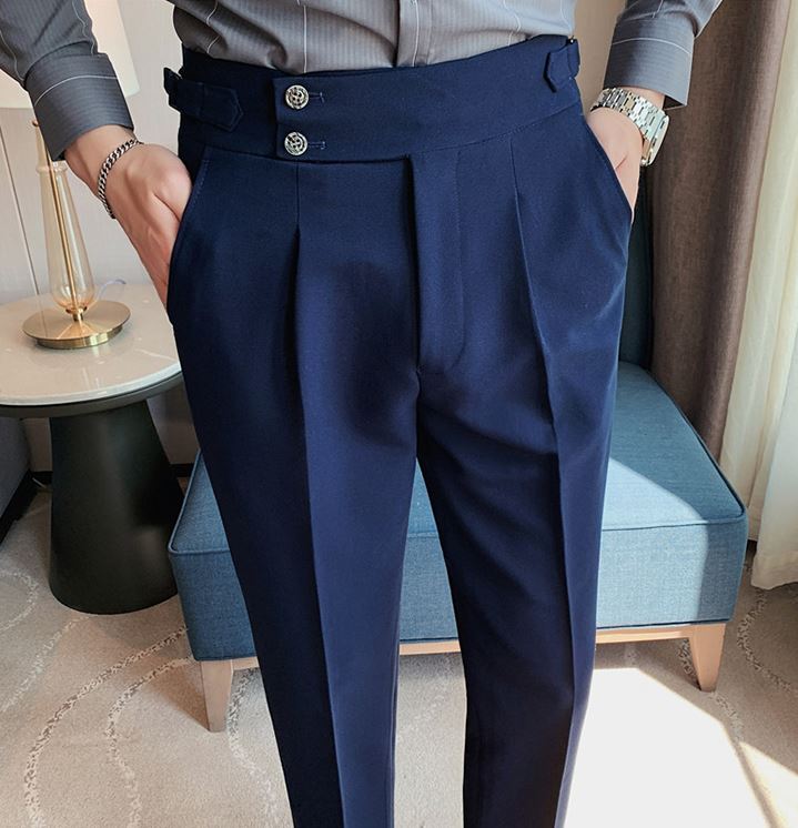 Navy Blue Double Button Gurkha Pant by Italian Vega®