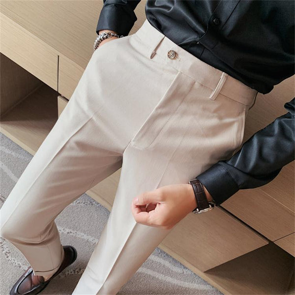 New Style Formal Versatile Trousers Gray Black Parfum Men Dress Pant Office  Trousers Men British Style Stripe Trousers Business - Suit Pants -  AliExpress